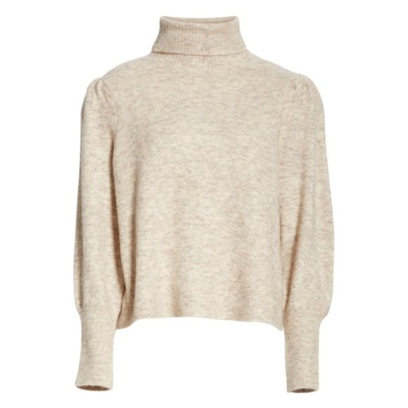 FRAME Denim Swingy Oatmeal Turtleneck Sweater L - Picture 5 of 9